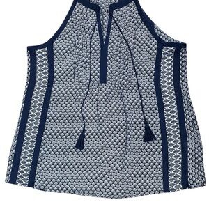 Navy and White Sleeveless Top